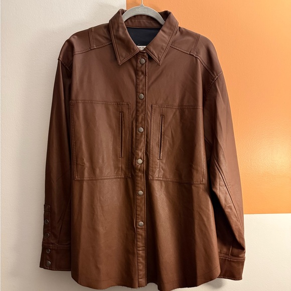 Free People Easy Rider Faux Leather Shacket NWOT M - Picture 4 of 11